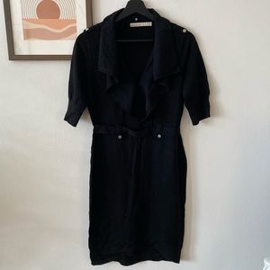 Karen Millen Wool Knit Ruffle Collar Dress! Size 4.